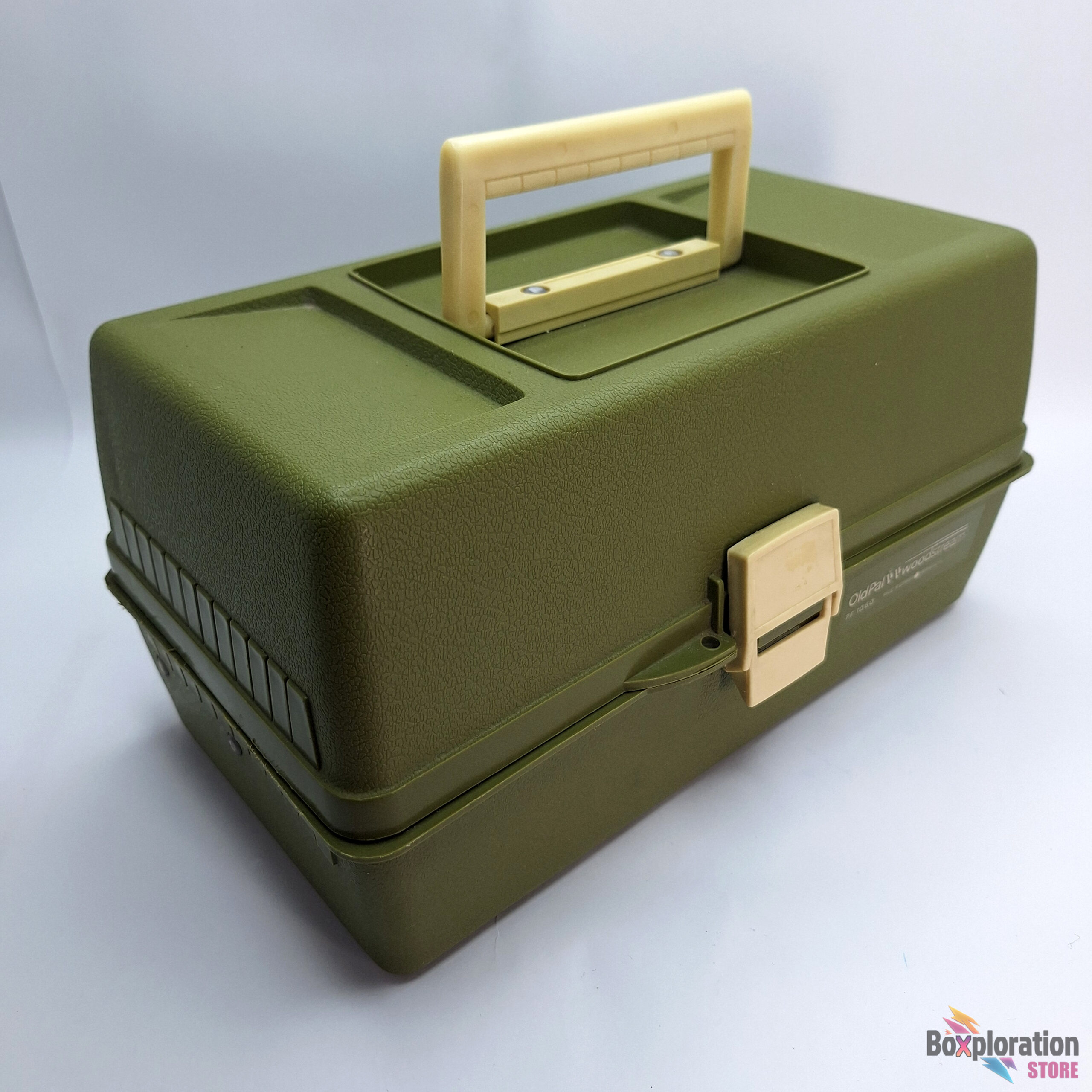 Old Pal Woodstream PF-1060 Fishing Tackle Box Vintage Green With Trays - Image 3