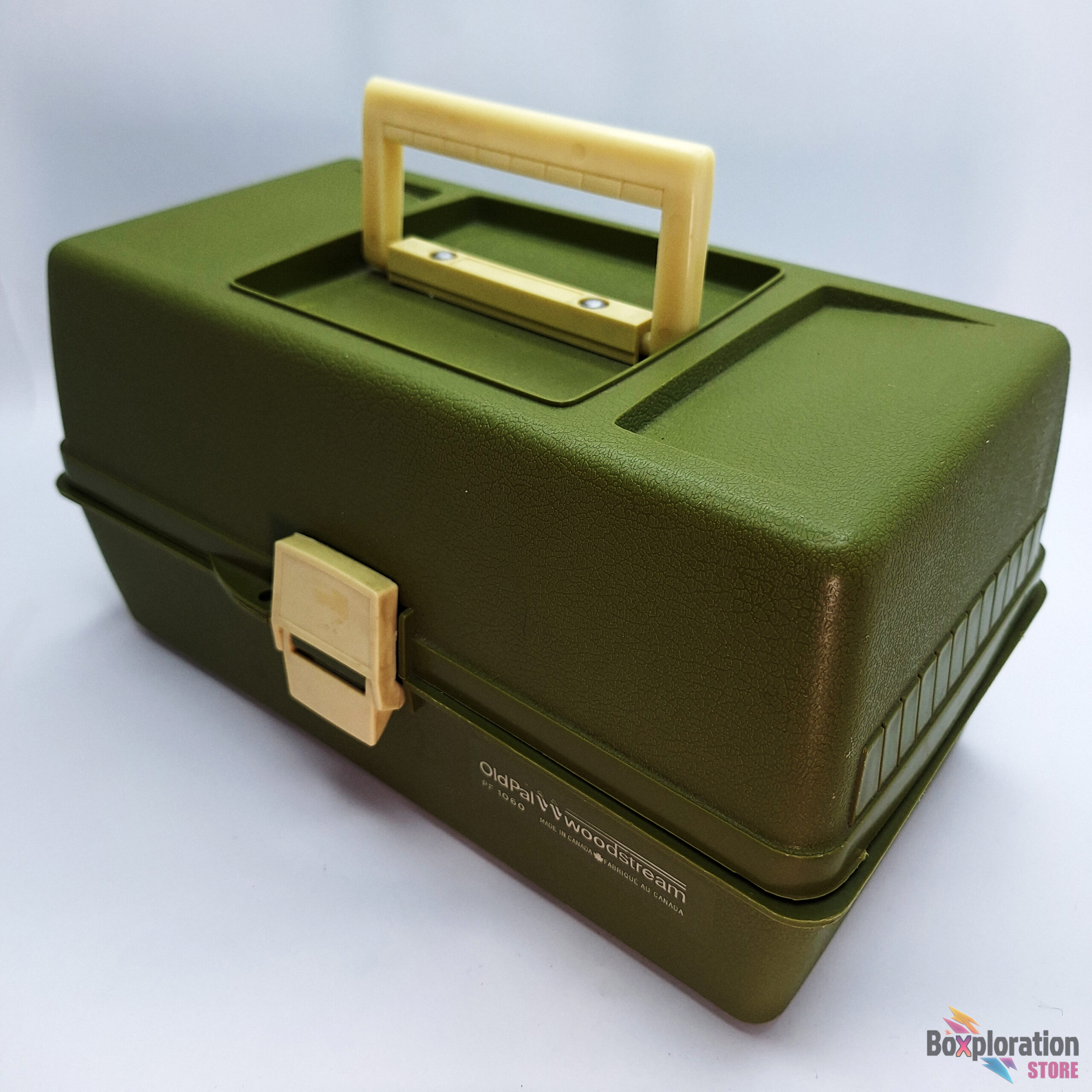 Old Pal Woodstream PF-1060 Fishing Tackle Box Vintage Green With Trays - Image 2