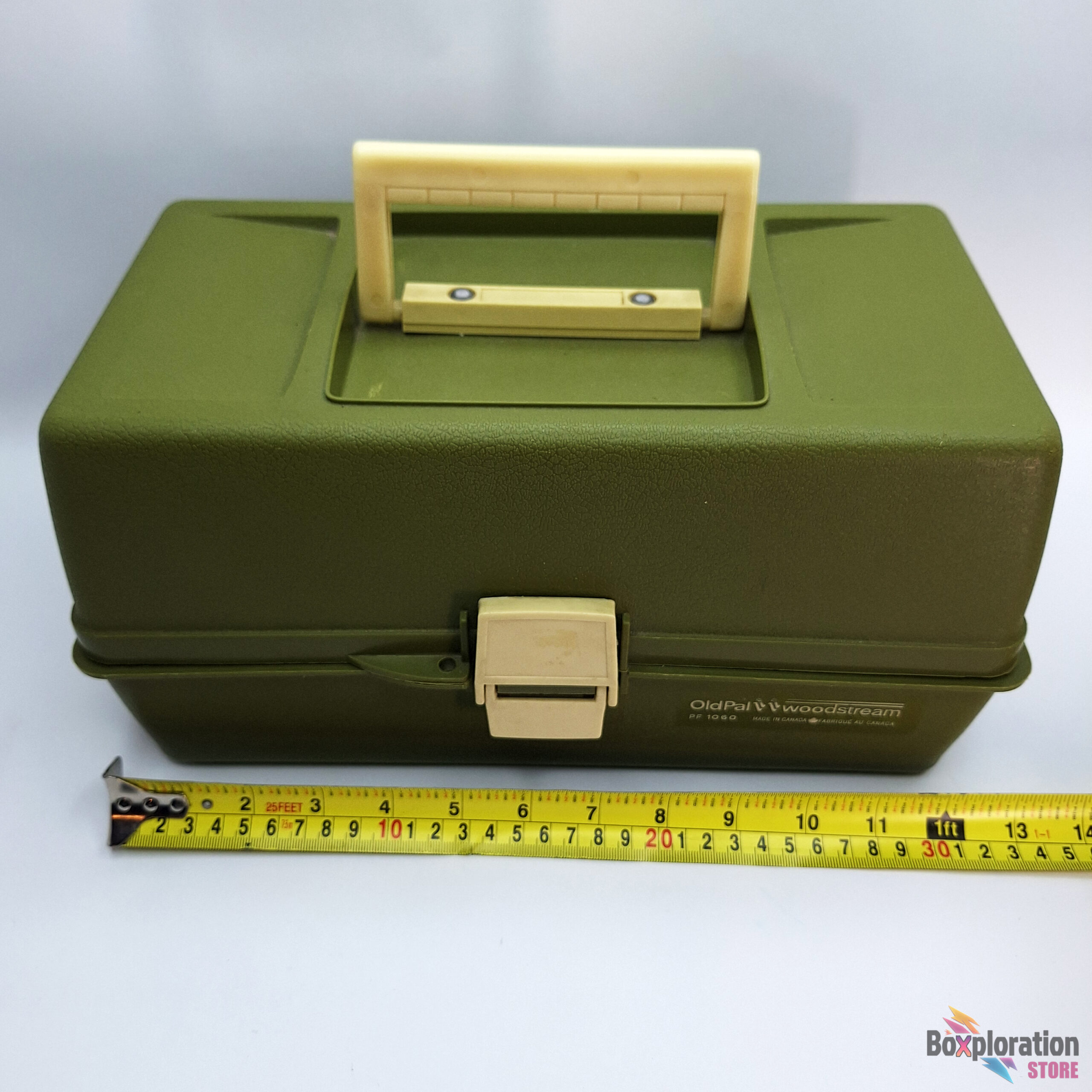 Old Pal Woodstream PF-1060 Fishing Tackle Box Vintage Green With Trays - Image 9