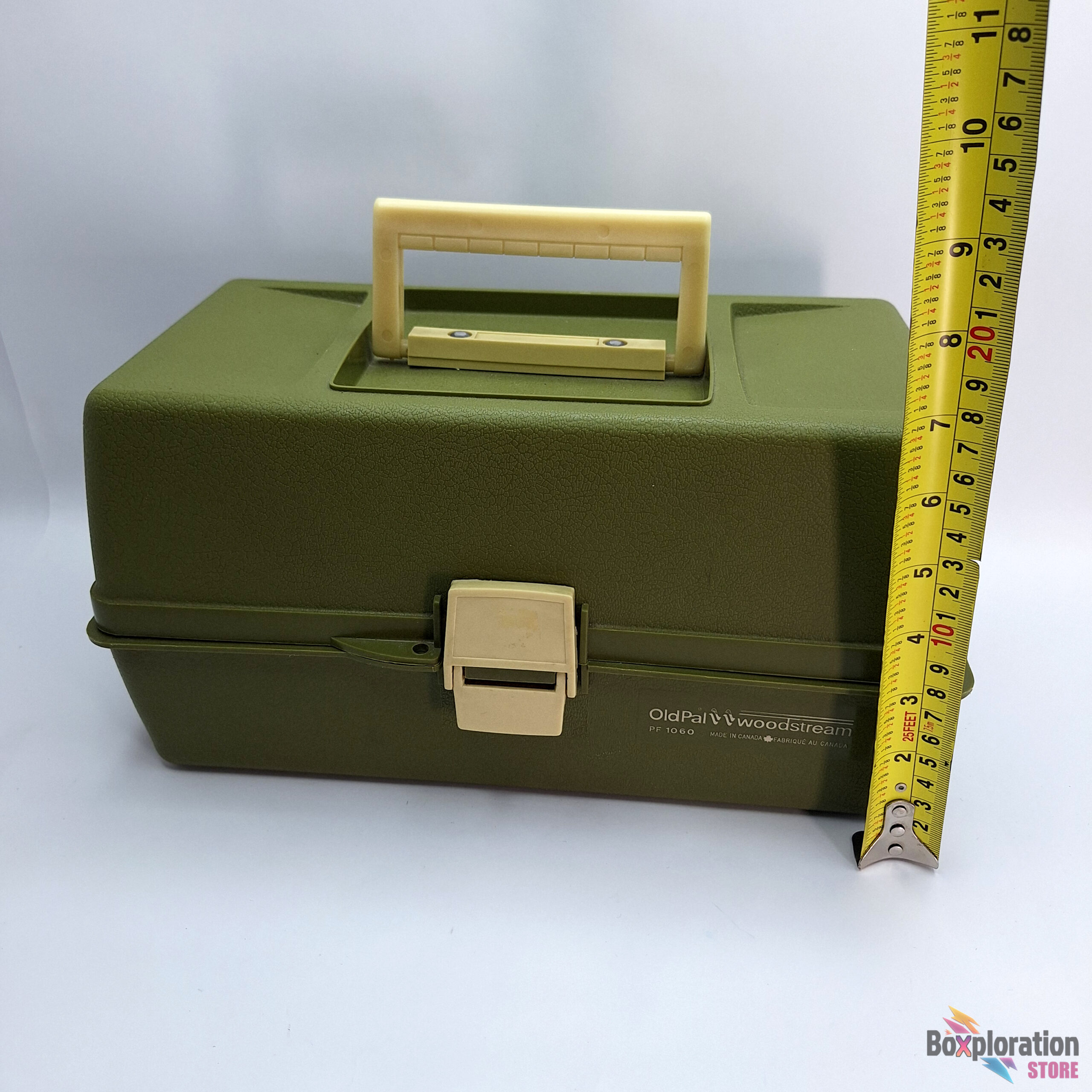 Old Pal Woodstream PF-1060 Fishing Tackle Box Vintage Green With Trays - Image 7