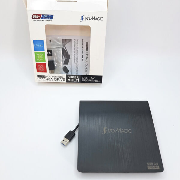 Ultra-slim USB external DVD RW Drive - I/O Magic IDVD8PB3 read and burn CD & DVD