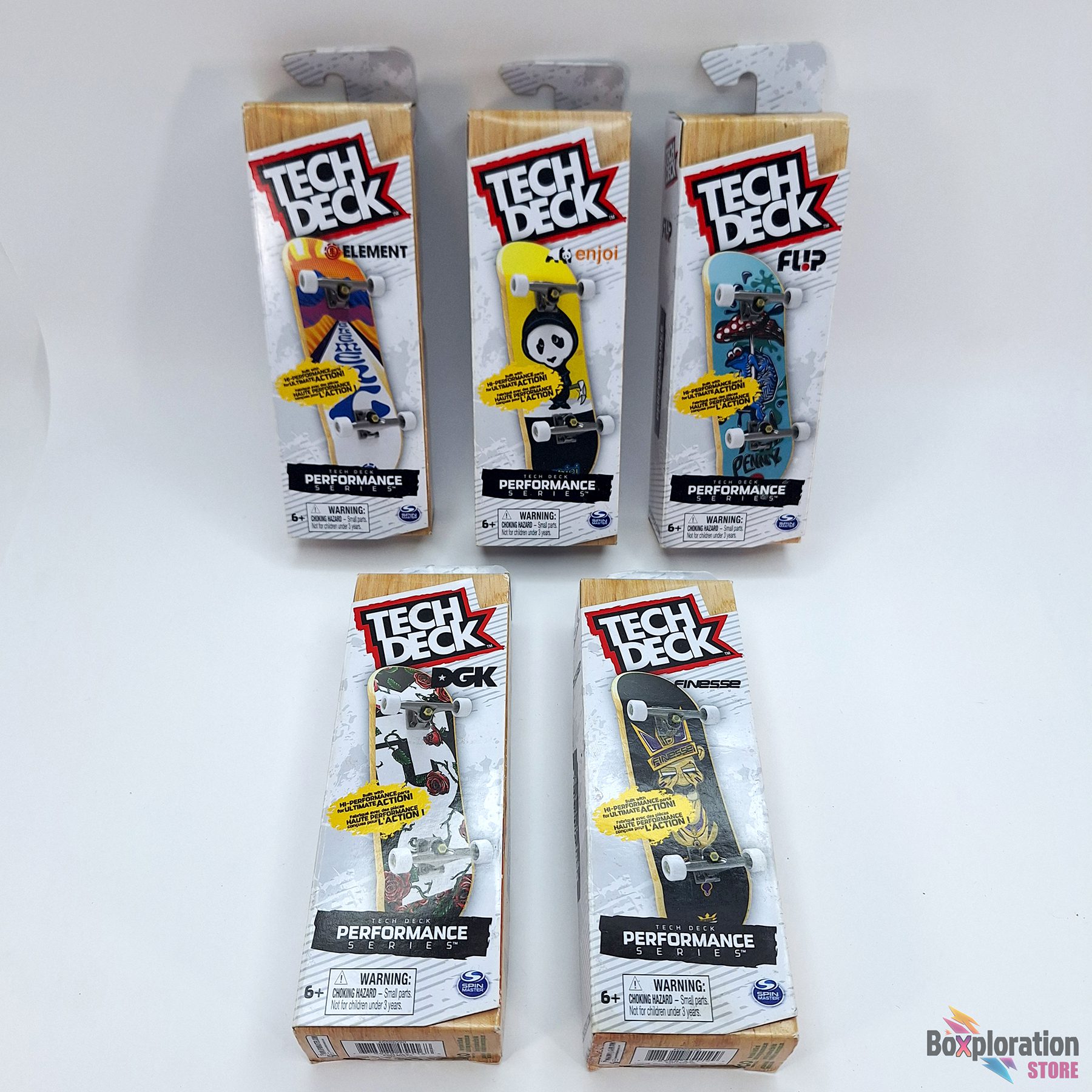 Lot of 5 Tech Deck Performance Series Fingerboards - Element enjoi Flip DGK Finesse