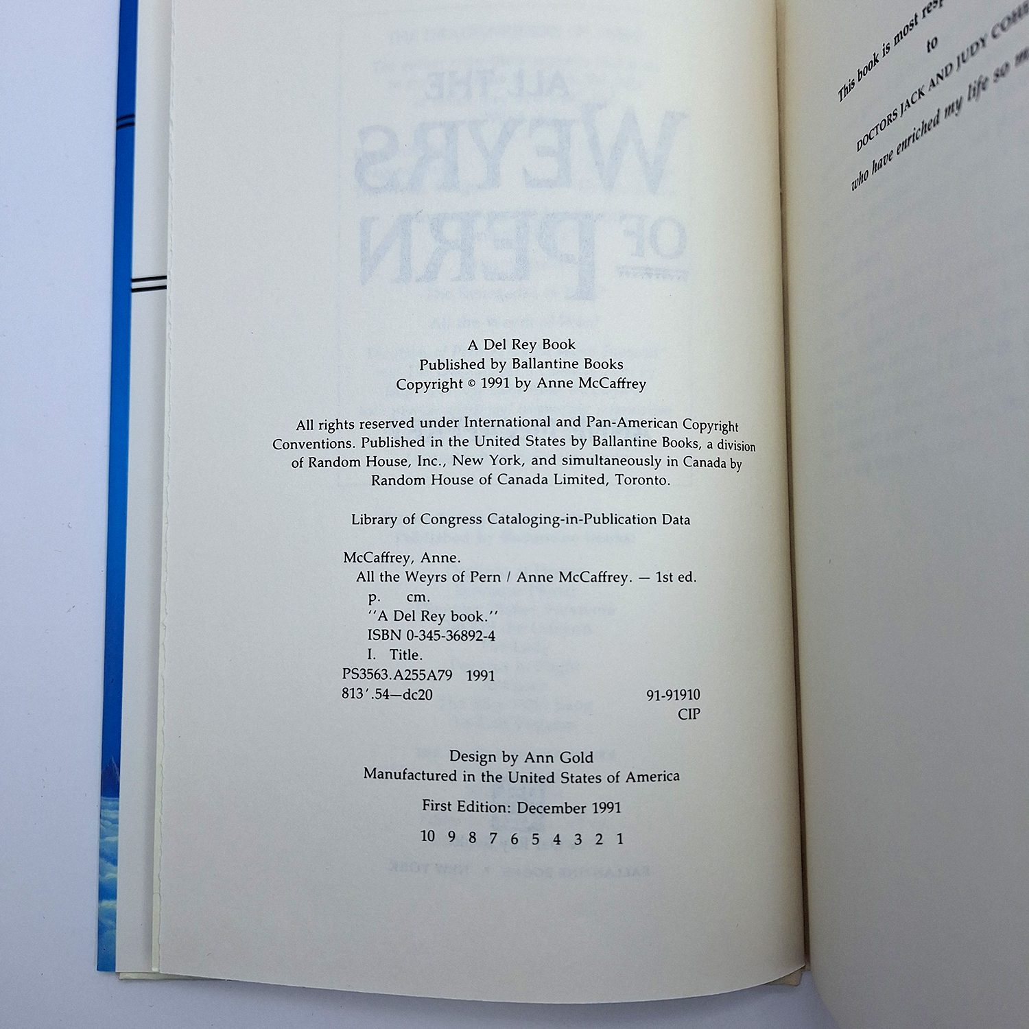 All the Weyrs of Pern – Anne McCaffrey – Vintage 1991 First Edition Hardcover - Image 4