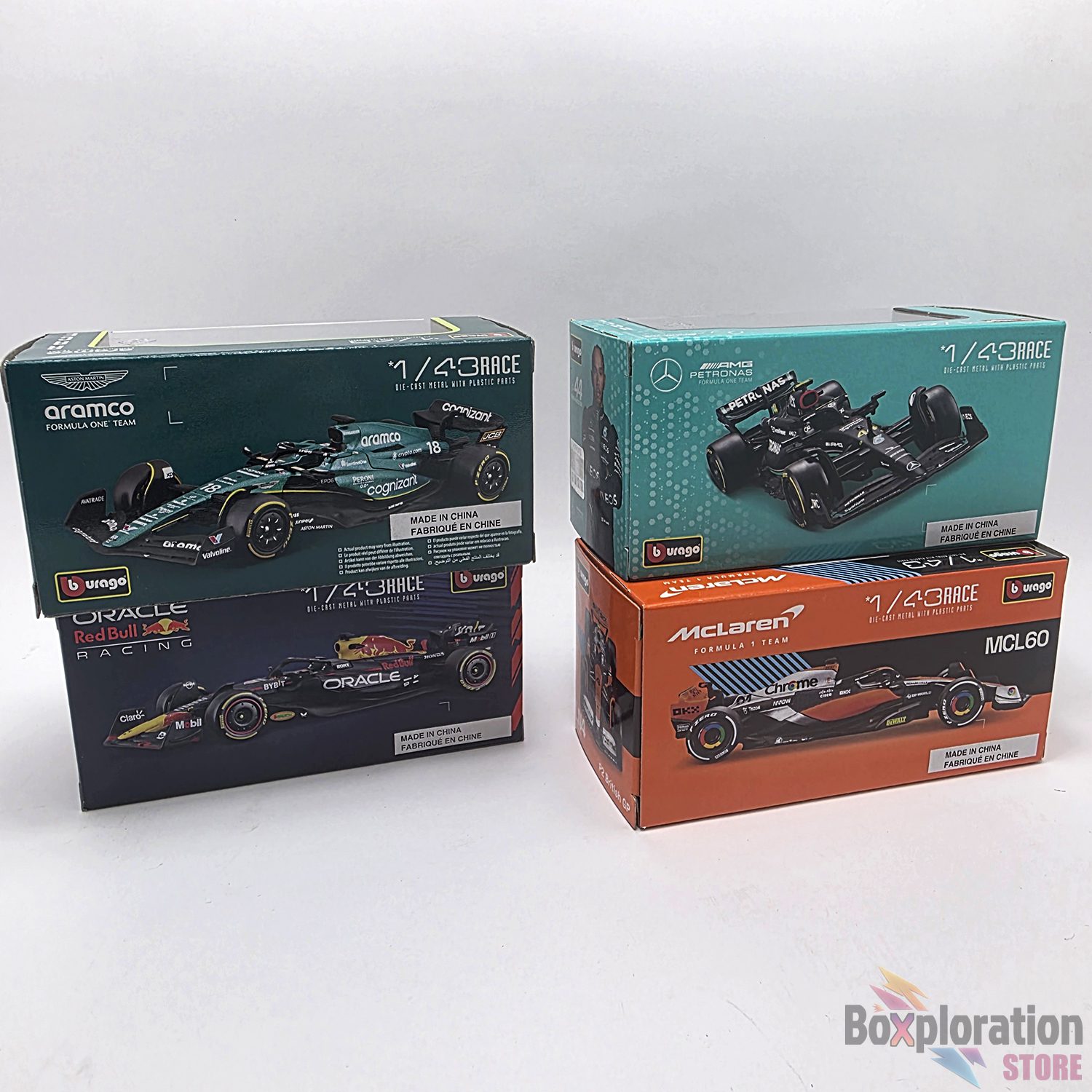 Bburago 1:43 Scale Formula 1 Die-Cast Collection Bundle (4 Cars) - Mercedes, McLaren, Aston Martin, Red Bull - Image 3
