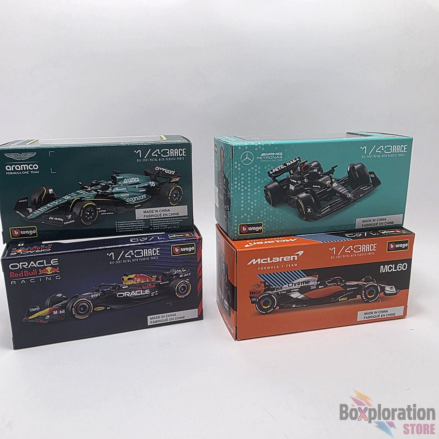 Bburago 1:43 Scale Formula 1 Die-Cast Collection Bundle (4 Cars) - Mercedes, McLaren, Aston Martin, Red Bull - Image 4