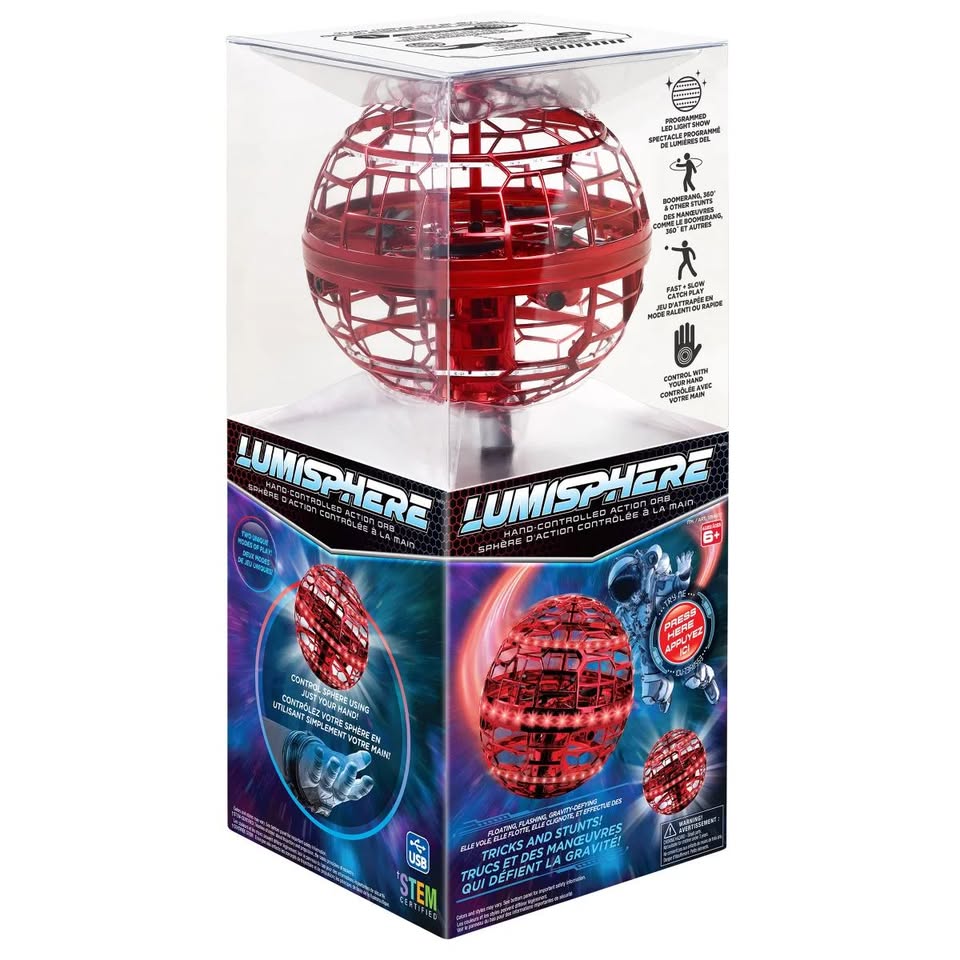 Lumisphere - Hand-Controlled Action Orb LED Lights Red UFO Drone Flying Ball - Image 3